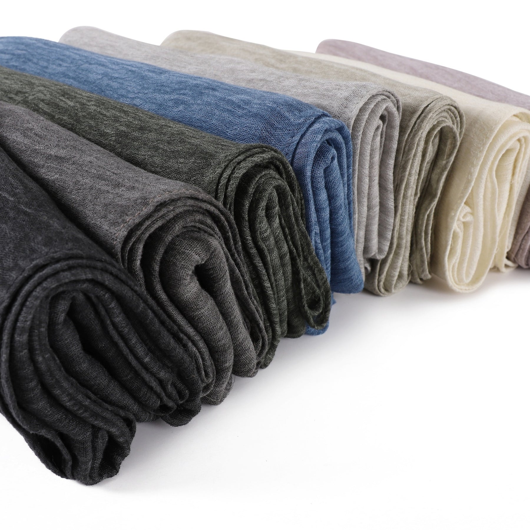 YZ322  Plain Washed-Dye Modal Crinkle Rolled-Edge Hijab