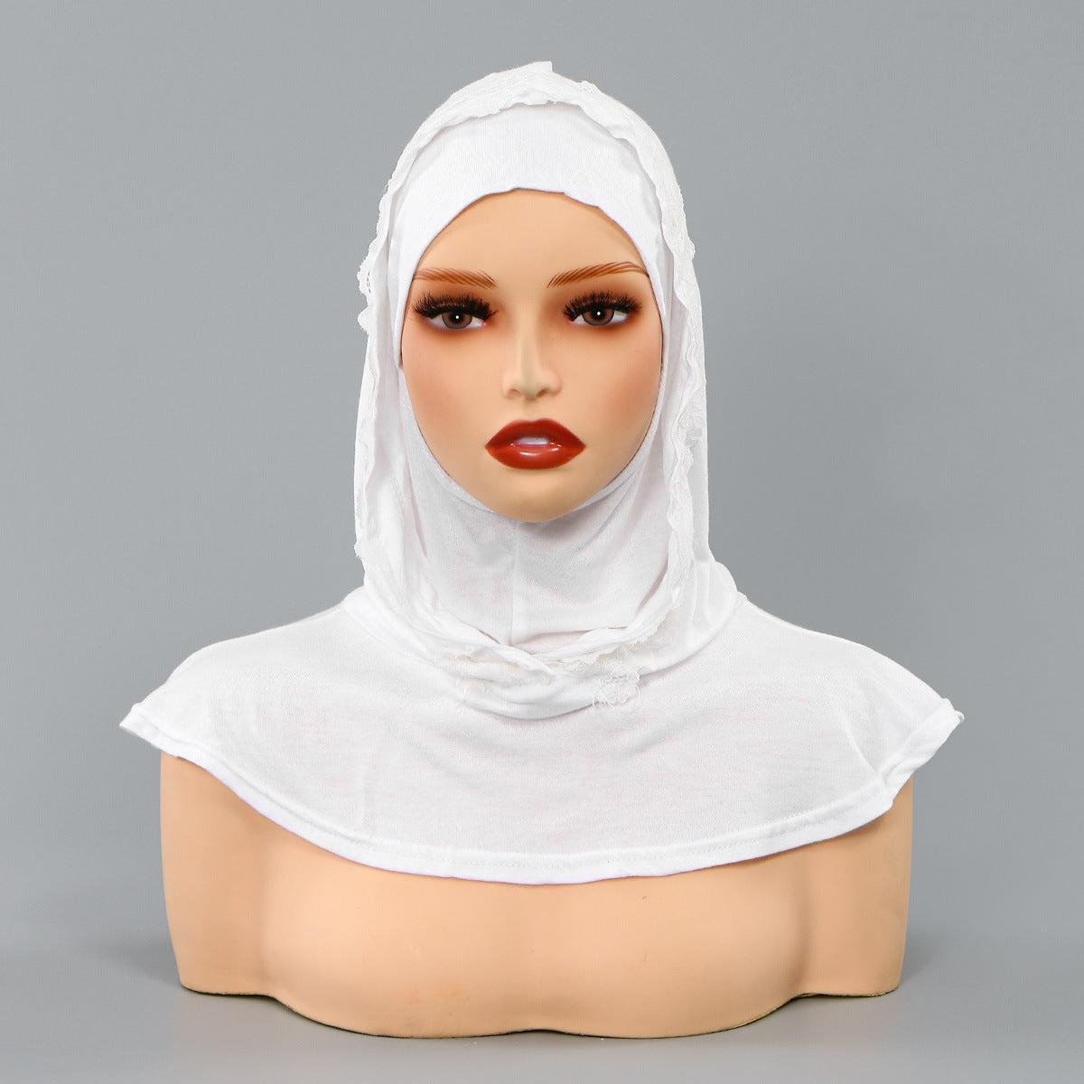 SW162  Stylish Lace Double-Layer Polyester Hijab