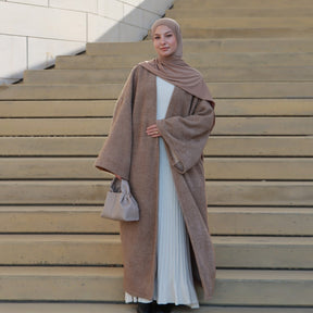 LR1125  Thick Winter Abaya Cardigan with Belt