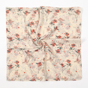 YW347  115*115CM Large Size Floral Pearl Chiffon Printed Square Scarf