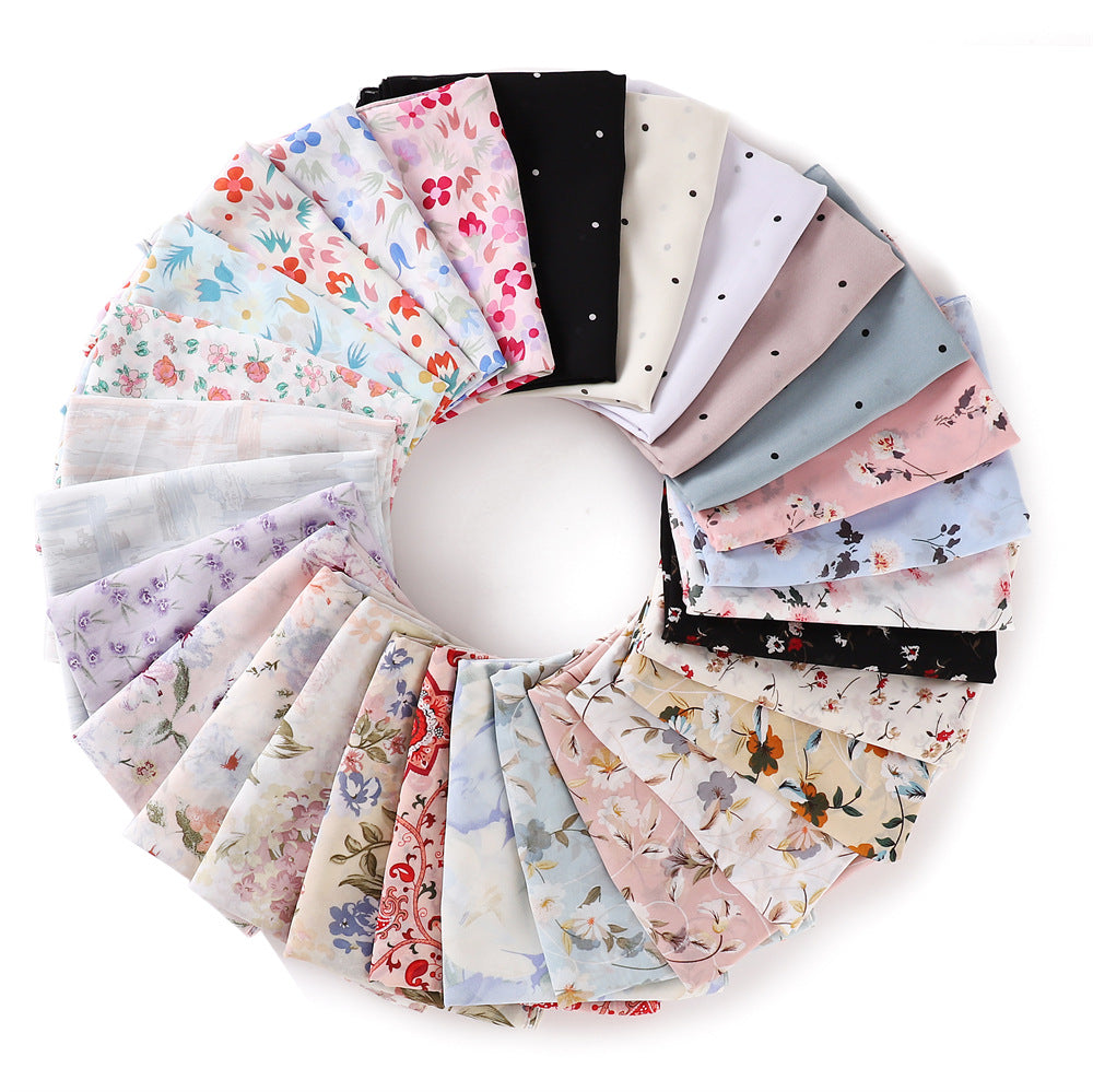YH1-282  Breathable pearl chiffon print hijab