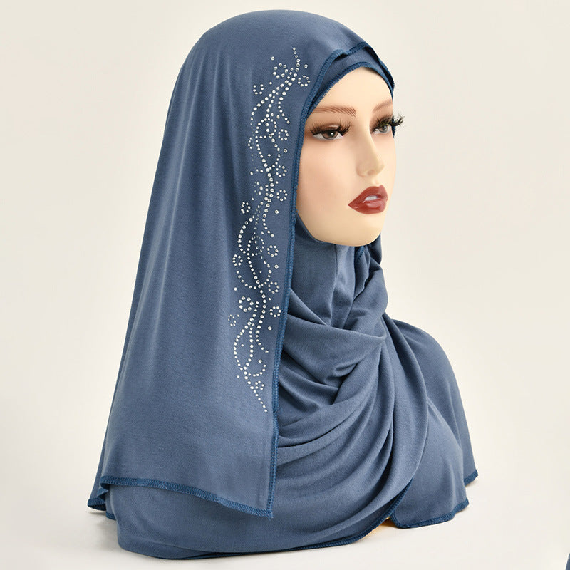 RS049  Mercerized cotton glass diamond hijab