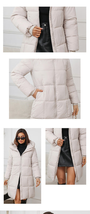 W1836  Women's Hooded Mid-Length Slim Winter Cotton-Padded Coat