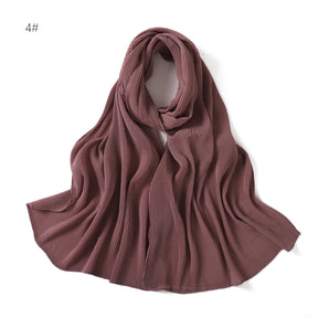 YZ186   Soft solid color silver wire crumpled bright folds plain hijab