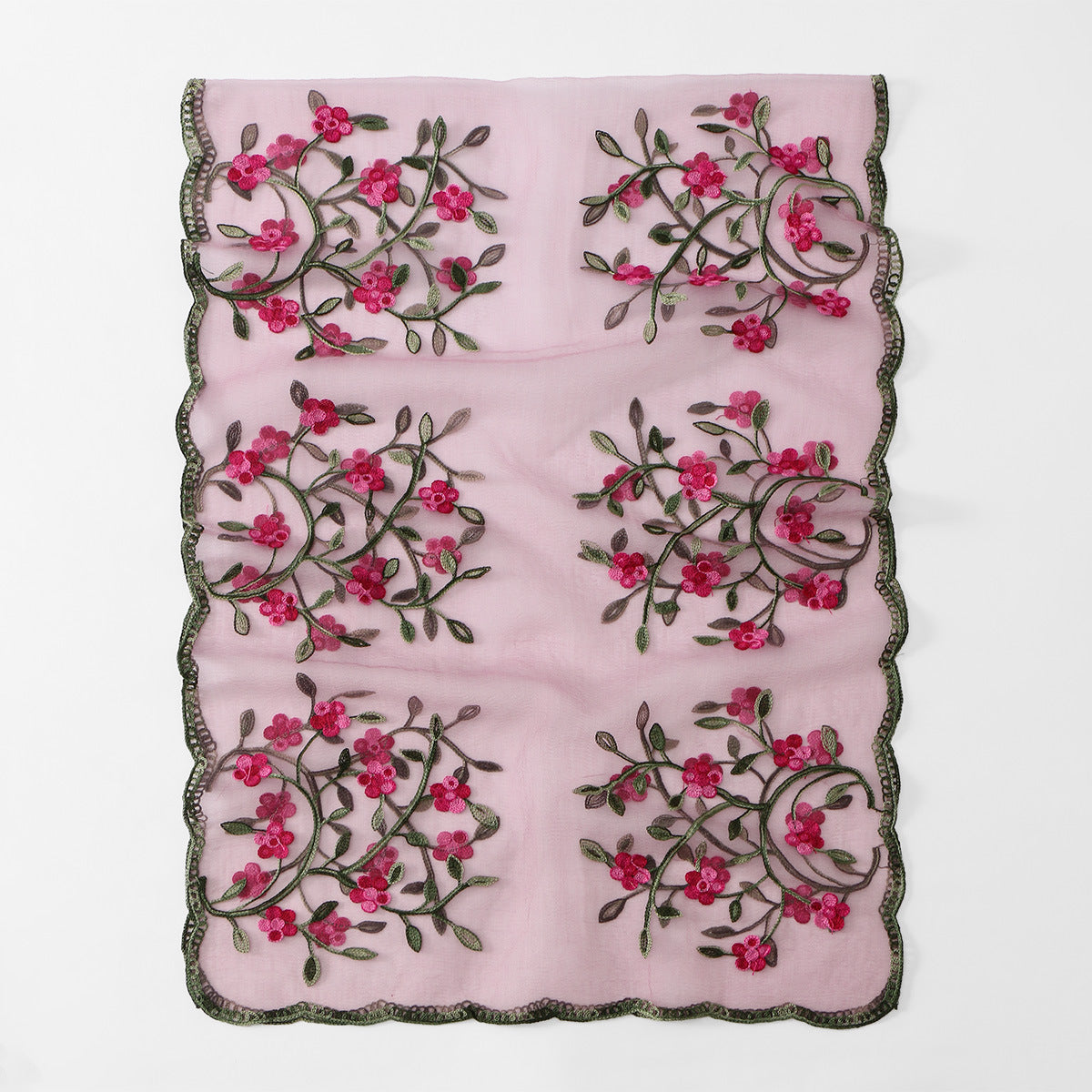 VE154  Nylon Embroidered Breathable Lightweight Hijab