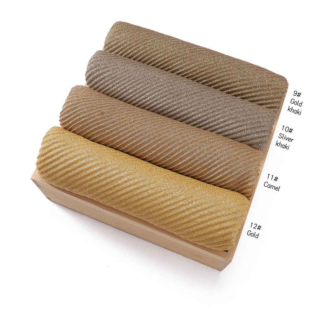 YZ112 Gold and Silver Thread Solid Color Crinkled Hijab