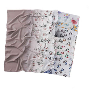 YZ202  Ombre Floral Print Pearl Chiffon Hijab