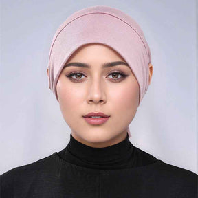 MSL139  Drawstring Plain Mercerized Cotton Hijab Cap - with Ear Openings