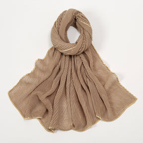 VS787  Cross-border sales of pure color crumpled simple scarf spring and summer new Malay Indonesia ladies crumpled edge long scarf in stock