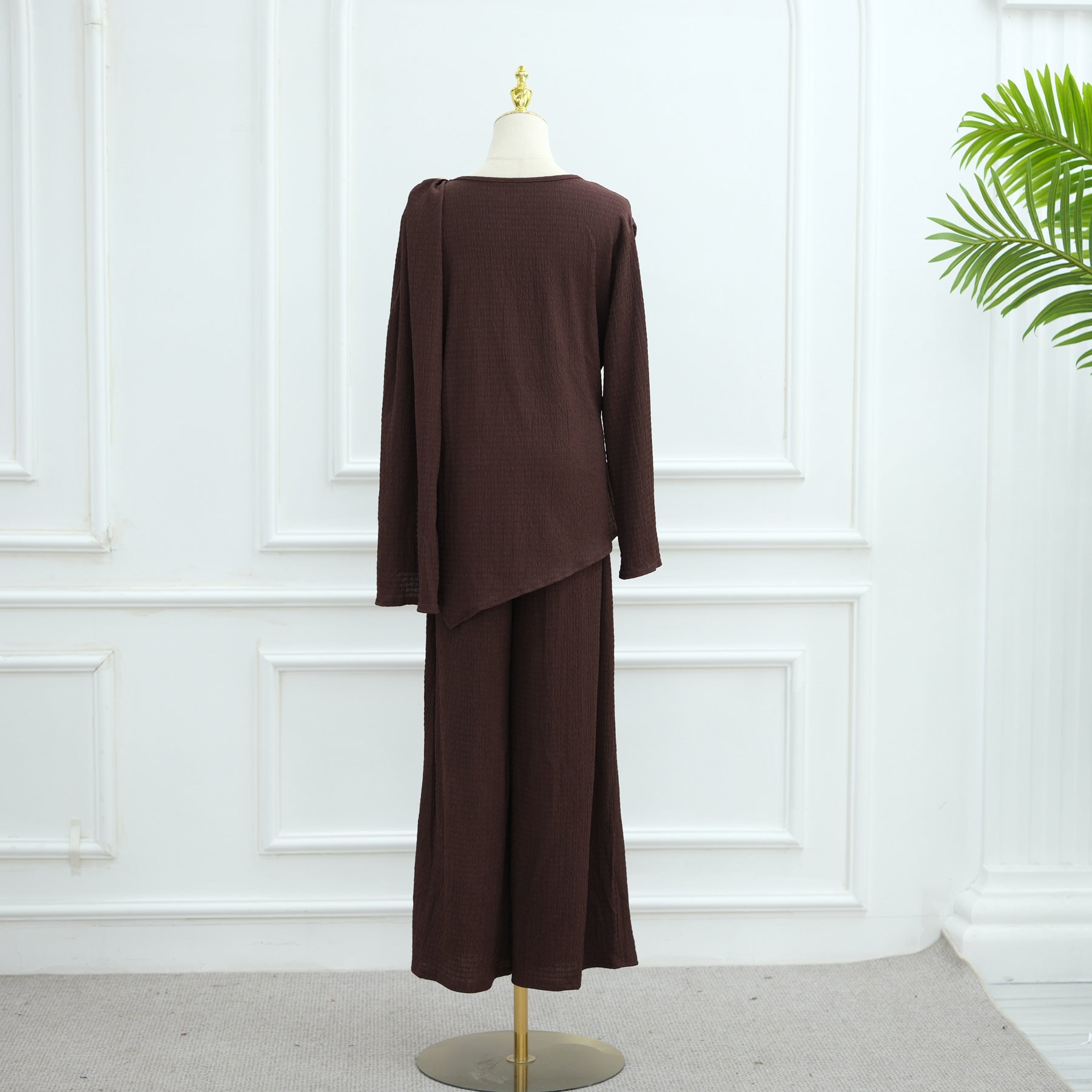 LR1034  Women's Plain Button Cardigan & Pants Two-Piece Set
