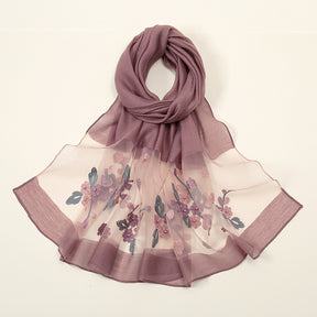 MZ066   Hot new organza flower embroidery nail beaded scarf women's travel out photo shawl spot