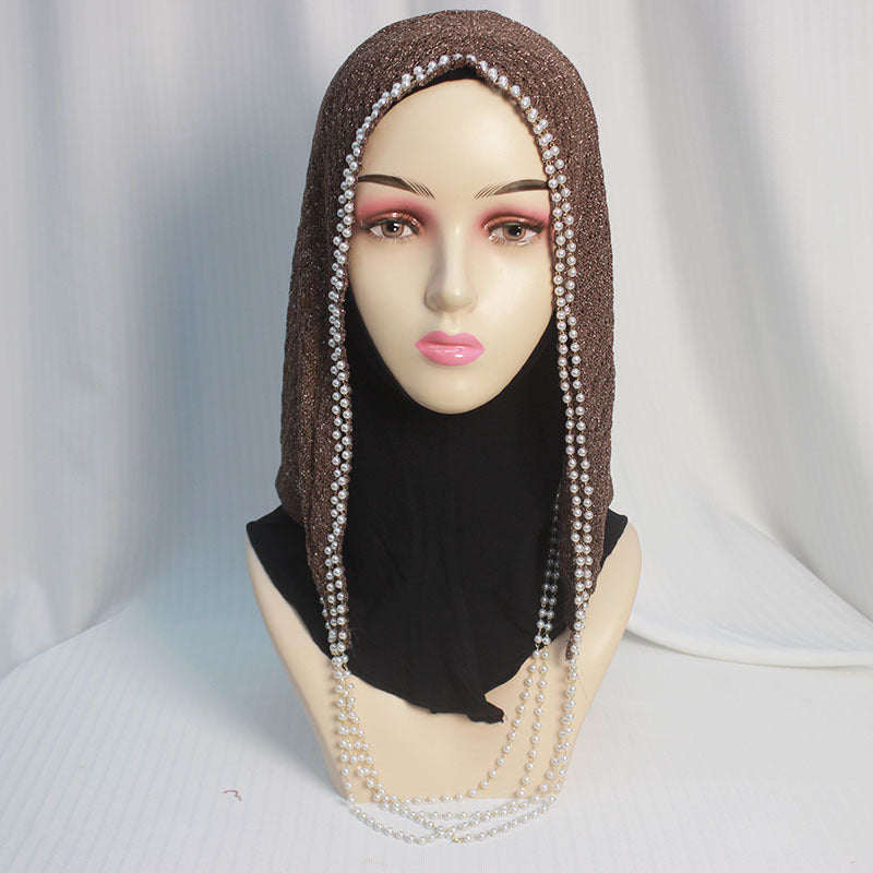 PTKCM  Fashion Beaded Chain Hollow-out Woolen Jersey Cap