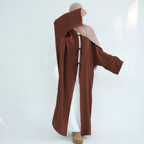 LR883  Tie-Waist Open-Front Polyester Dress