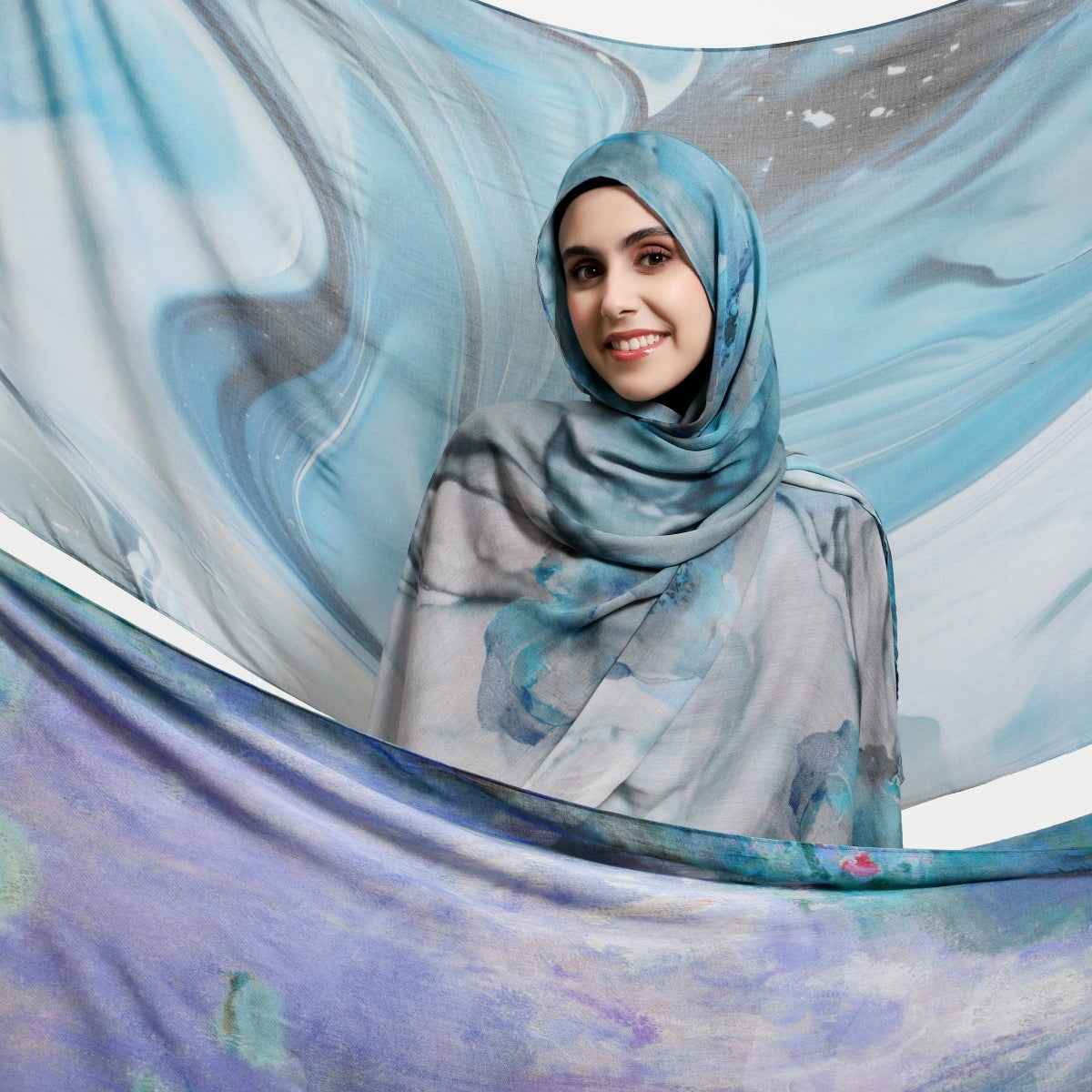 MD4-9  High quality abstract art print single stitch long scarf soft and breathable hijab