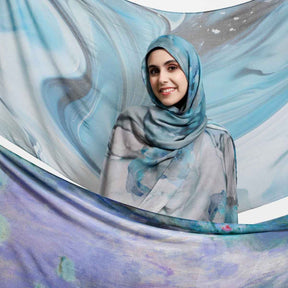 MD4-9  High quality abstract art print single stitch long scarf soft and breathable hijab