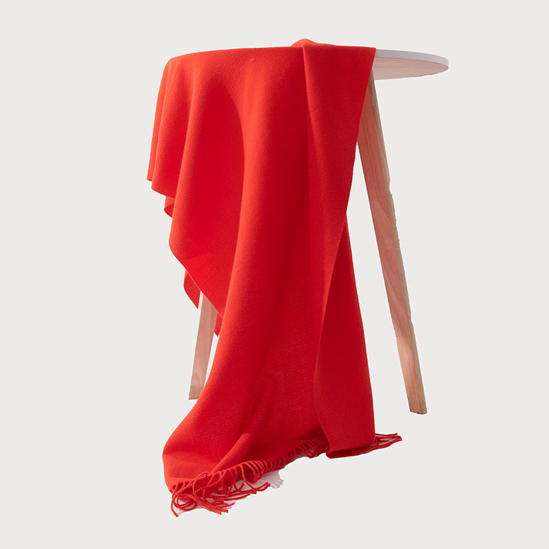 FH24-5889 Red solid color scarf Polyester winter scarf