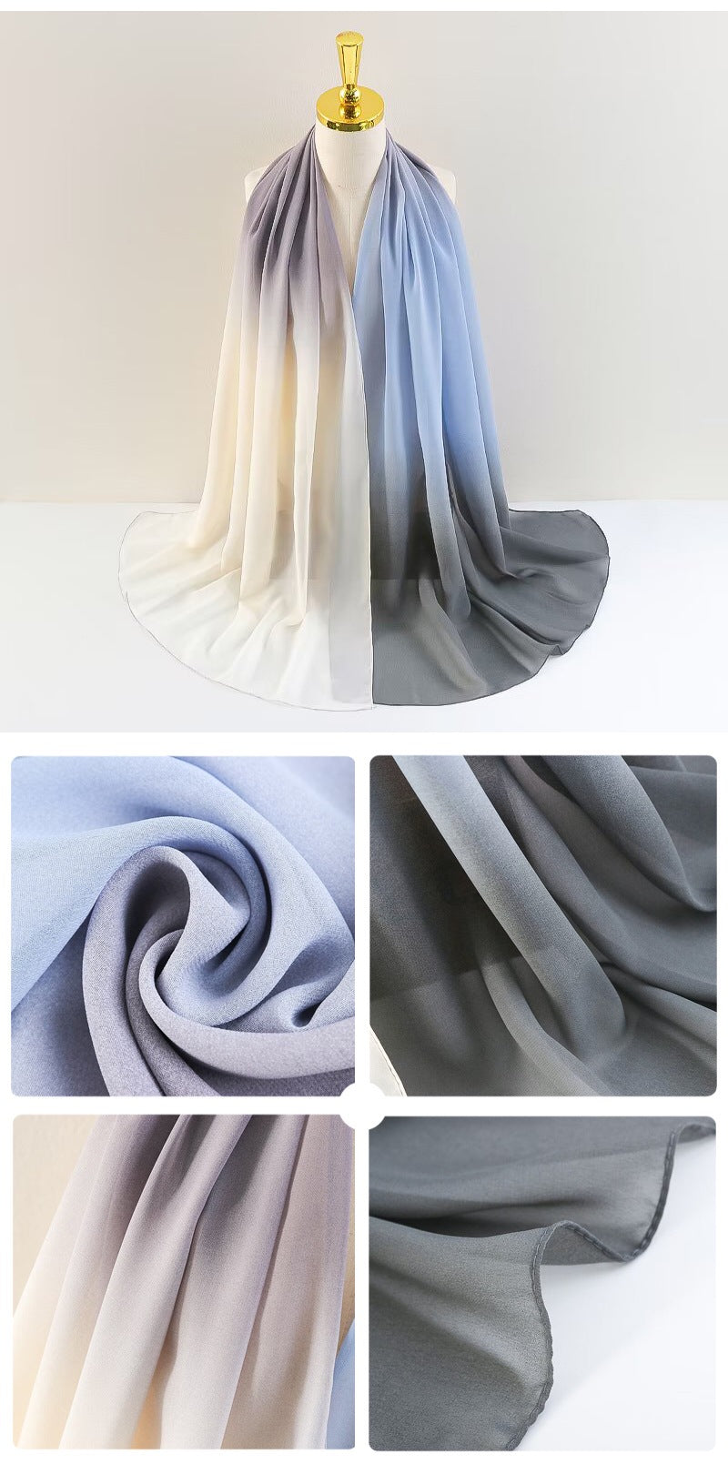 YW236 Gradation Color Chiffon Hijab for Elegant Style
