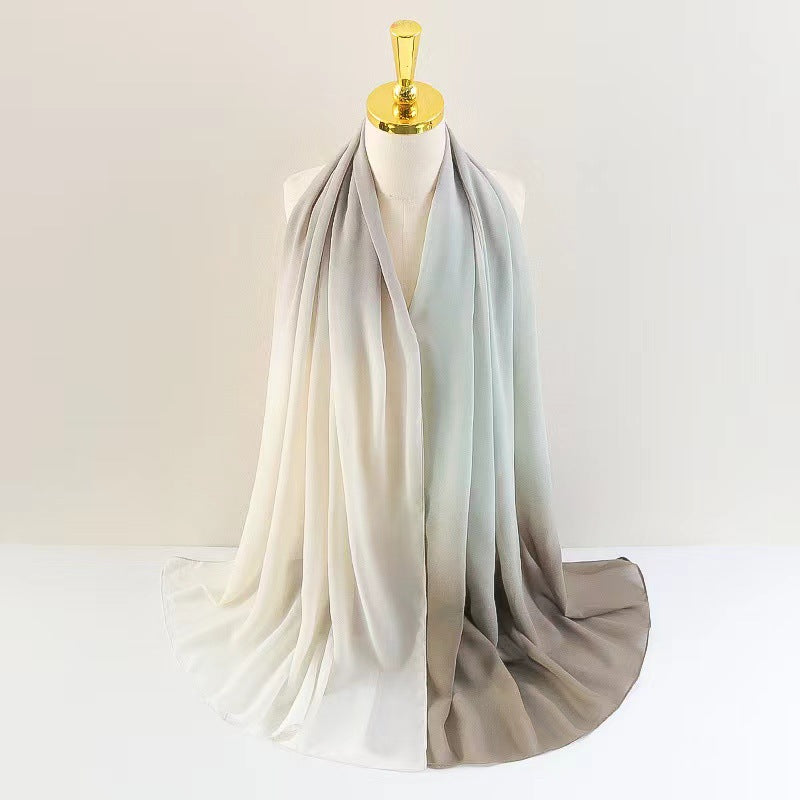 OC011  New gradual color fine chiffon large size scarf women's shawl long scarf Fashion casual scarf thin sunscreen gauze scarf