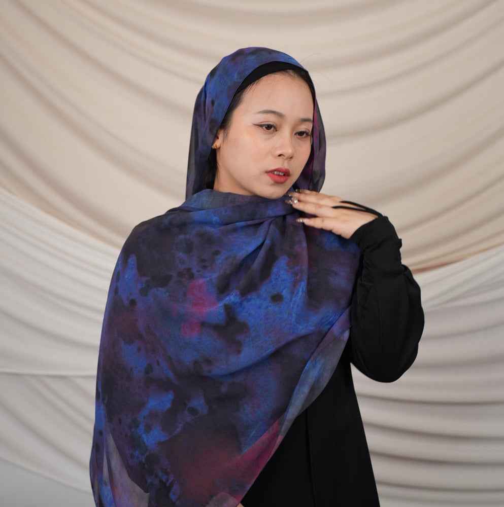 FZ012  Faux Silk Double-Sided Penetration Hijab