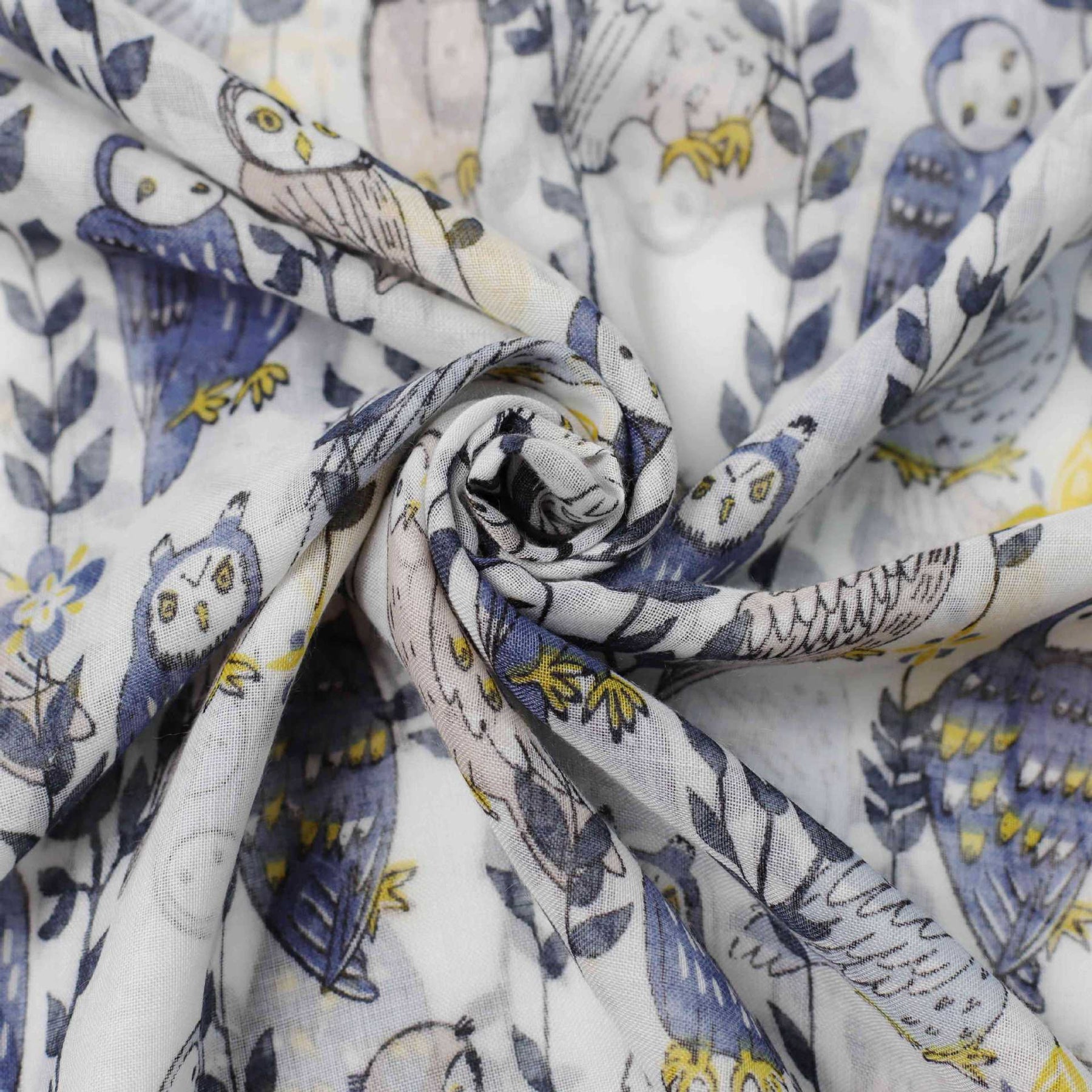 JY240609   Twig owl printed silk scarf