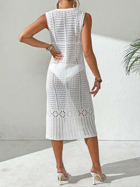 Z105601  Hollow woven hand-crocheted flower patchwork beach dress