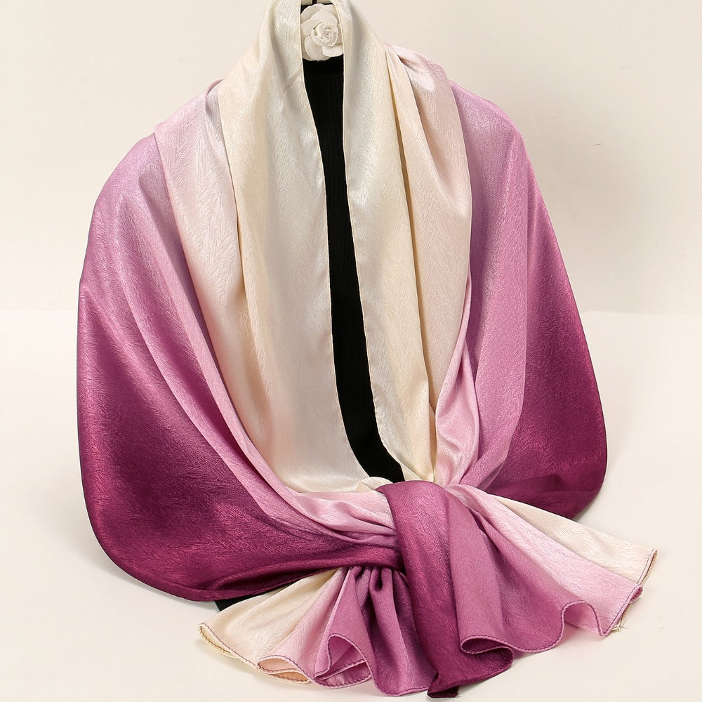 VS795 New fashion gradient satin scarf women's large gauze shawl spring summer shawl sun protection scarf in stock