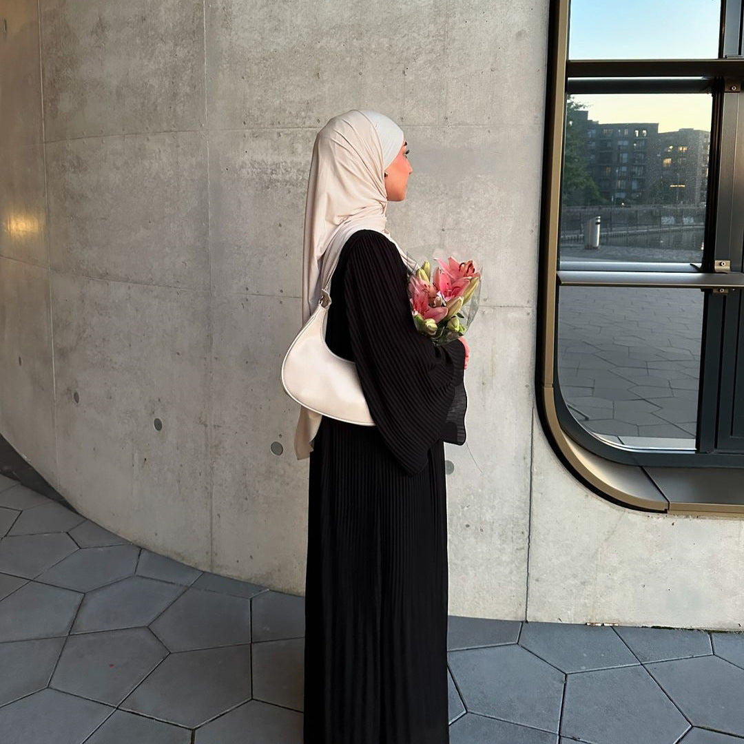 MQ155  Fashion Polyester Pleated Premium Crinkled Dress - Hijab Not Included