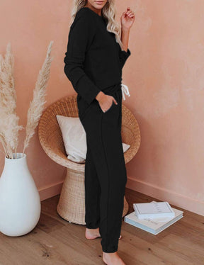 11081 Autumn and winter two-piece casual home long-sleeved T-shirt and pants