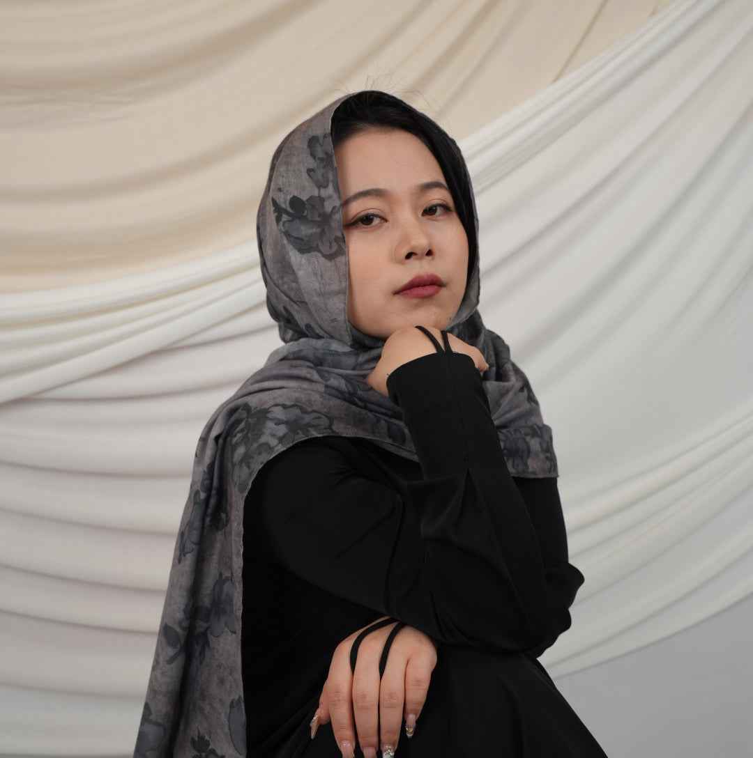 MD018  Modal polyester-cotton tie-dye single stitch Muslim hijab