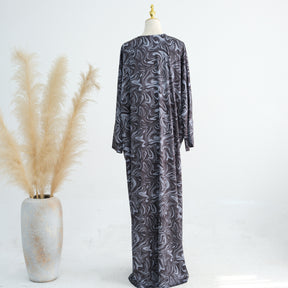 LR976 Printed boutonniere ankle length dress