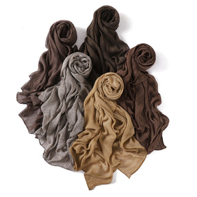 YZ322  Plain Washed-Dye Modal Crinkle Rolled-Edge Hijab