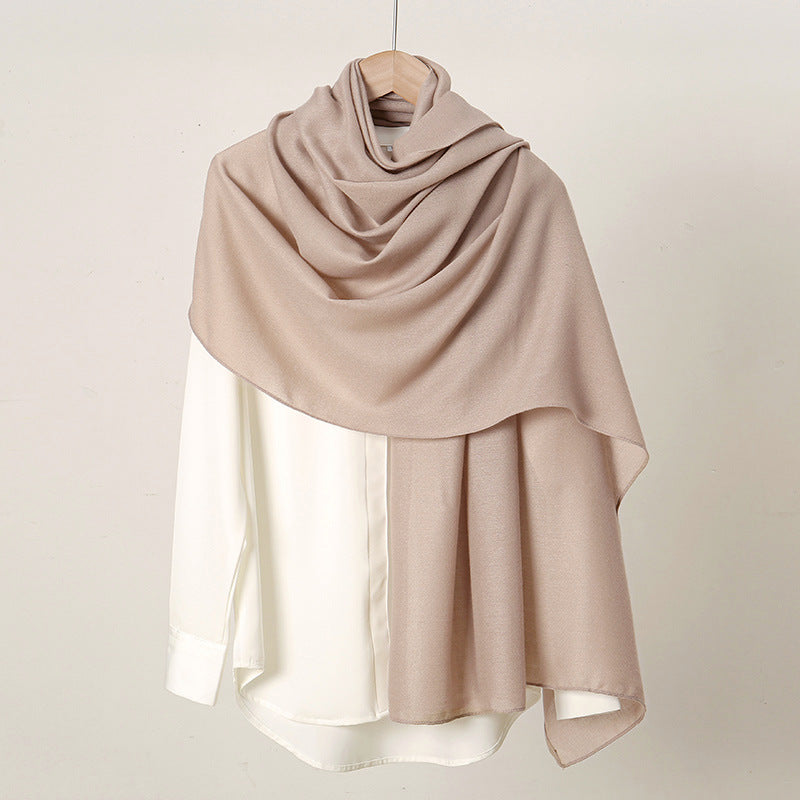 VS814 New retro solid color cotton and linen scarf for women