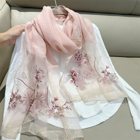 ws-9456153121  High-end Suzhou embroidery manual simulation silk summer scarf embroidered scarf gift with high-end shawl