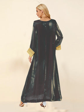 658  Shiny long dress plus size gold luxurious dress