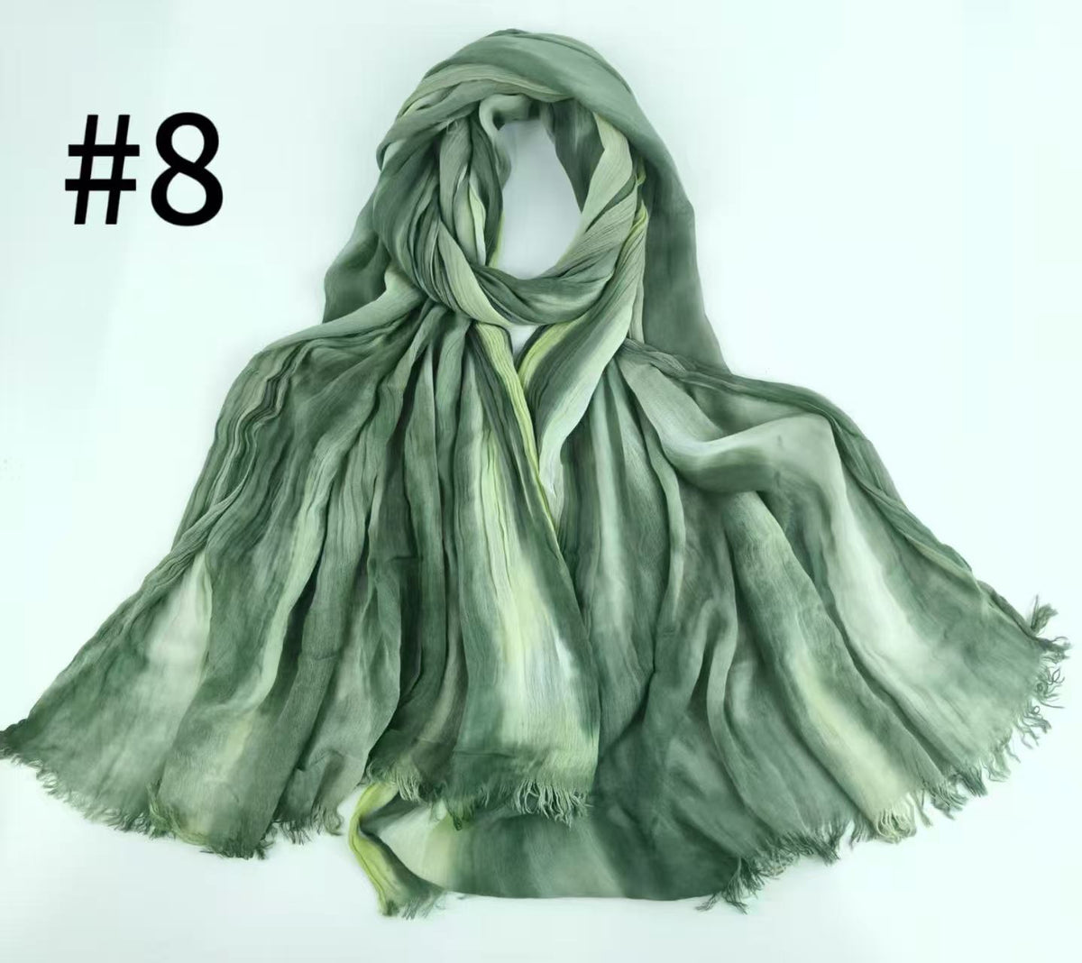 SS007 Gradient Tassel Crinkle Modal Hijab