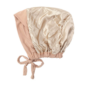JN001  Plain Satin-Lined Polyester Tie Back Hijab Cap