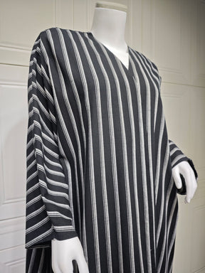 MQ161  Long Zebra Stripe Cotton Open Abaya