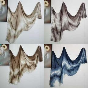 SS011  Modal Gradient Color Short Tassel Crinkled Hijab