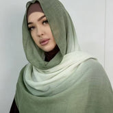 YC005  Gradient Printed Modal Crinkled Short Tassel Hijab