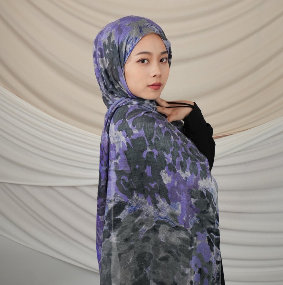 VI010 Modal Leopard Print Hijab Scarf - Stylish and Versatile Accessory