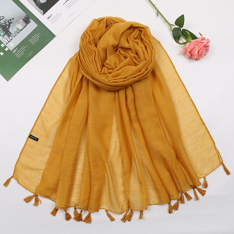 VS209   tassel voile plain hijab