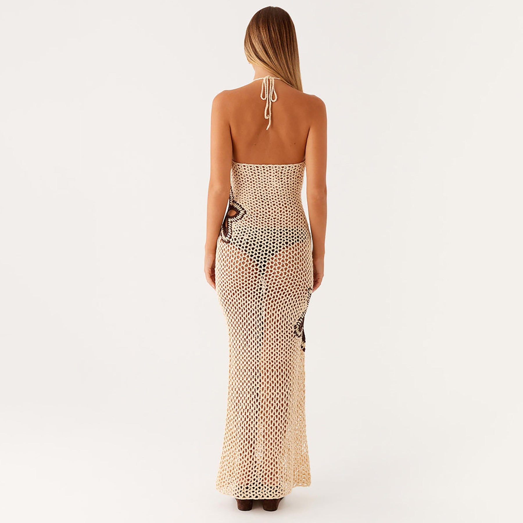 Y82721-1  Sexy Hollow Knit Beach Sling Dress (MOQ:3)