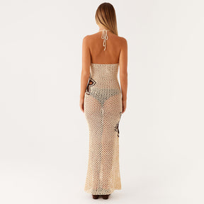 Y82721-1  Sexy Hollow Knit Beach Sling Dress (MOQ:3)