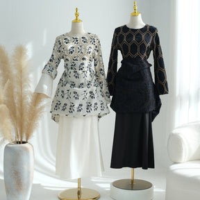 LR1095  Women's Plus Size Long Sleeve Full Embroidery Dress