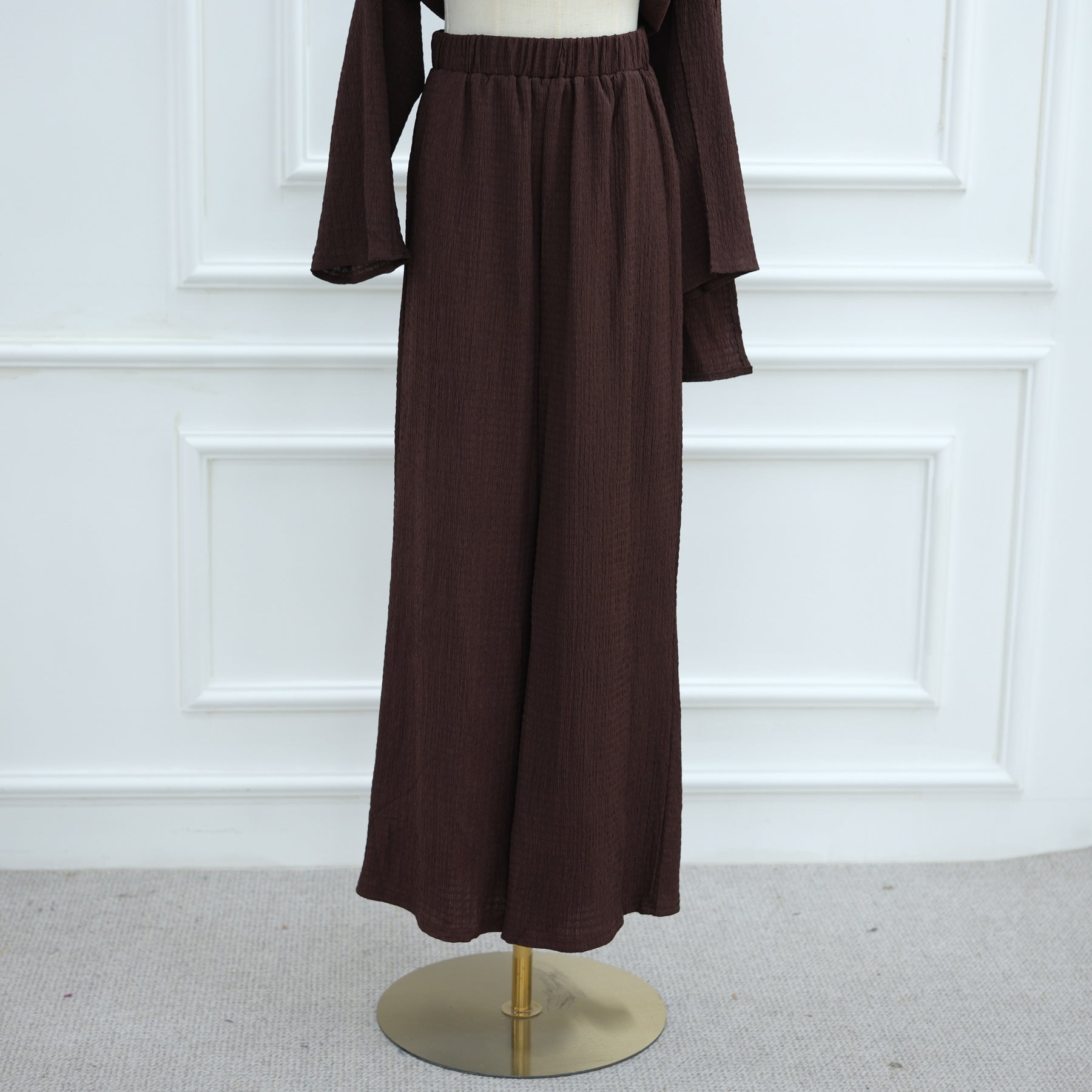 LR1034  Women's Plain Button Cardigan & Pants Two-Piece Set