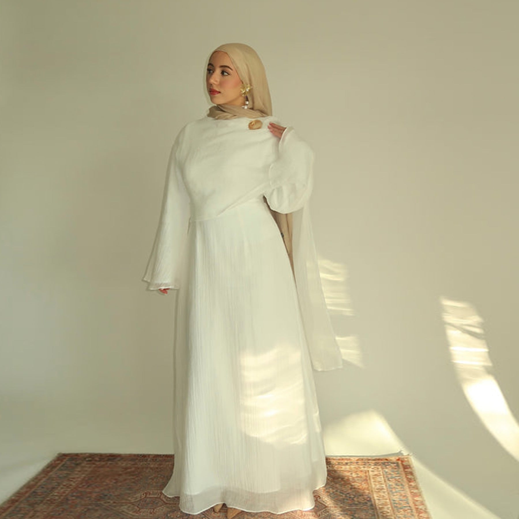 LR1088  Women's Plus Size Plain Double-Layer Ruffled Dress
