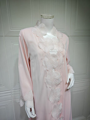 MQ242  Elegant Floral Appliqué Cardigan Abaya for Women