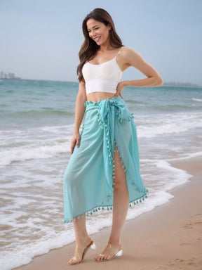 SL31  Half-length tassel shawl sun protection wrap skirt