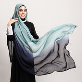 YZ233 Bufanda tipo chal de ala ancha, fina, pintada a mano y de color degradado, de modal de alta calidad