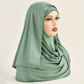 RS049  Mercerized cotton glass diamond hijab